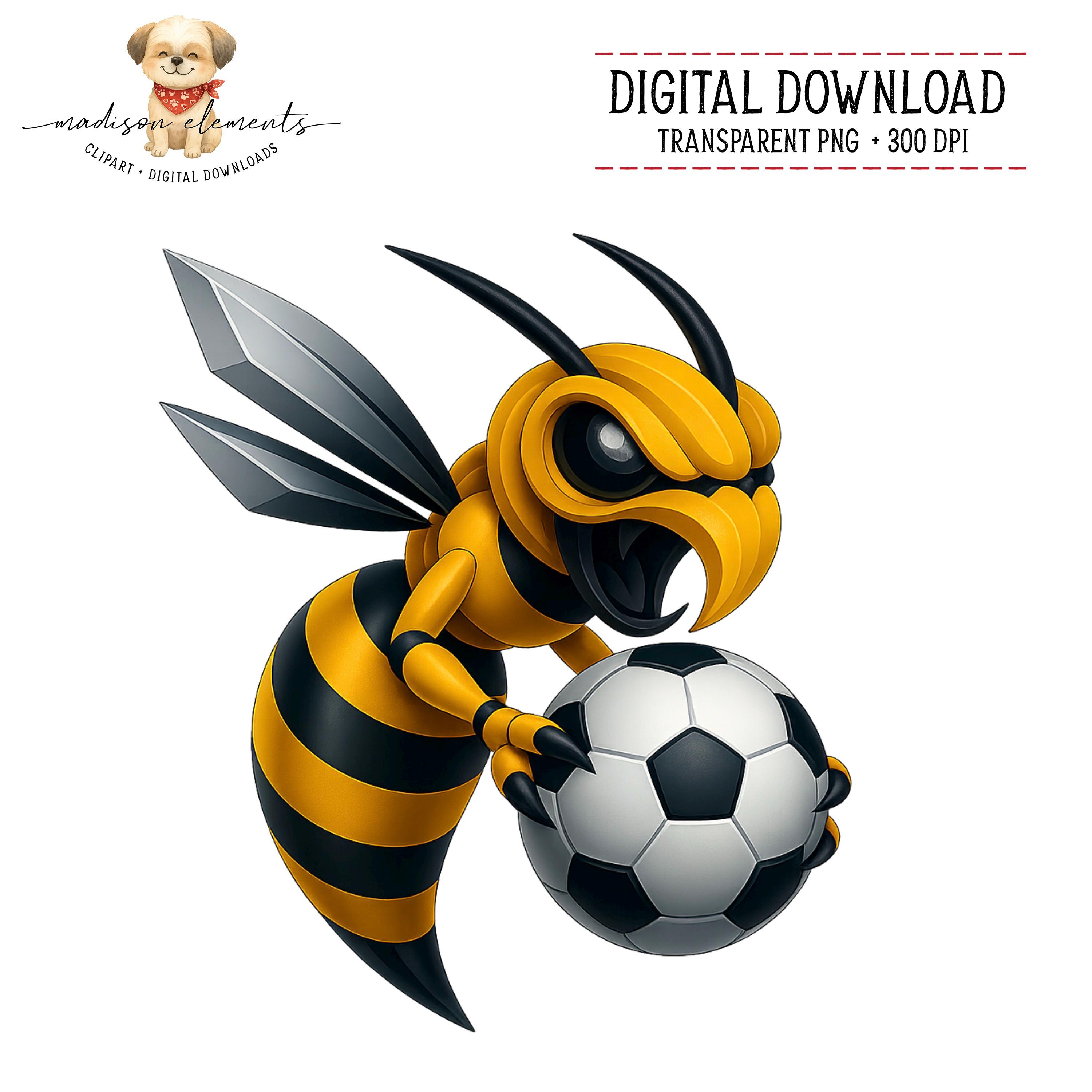 その他 SOCCER(BEE) Soccer Bee Digital Mascot PNG, Yellow Jacket Clipart, Hornet