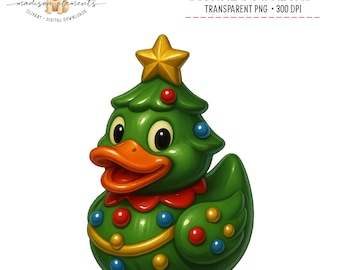 Christmas Tree Rubber Duck Digital PNG, Festive Duckling Art, Holiday Rubber Duck, Xmas Duck Decor, Cute Holiday Illustration, Christmas PNG