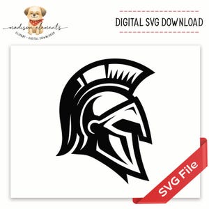 Spartan Helmet Mascot Digital SVG Download, Warrior Vector Silhouette, Greek Roman Soldier Logo Design, School Team Emblem Iron Man Clipart