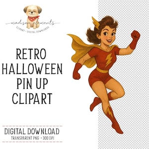 Superwoman Digital, Retro Heroine Png, Superhero Girl Clipart, Flying Woman Art, Vintage Comic Book Png, Digital Download Artwork