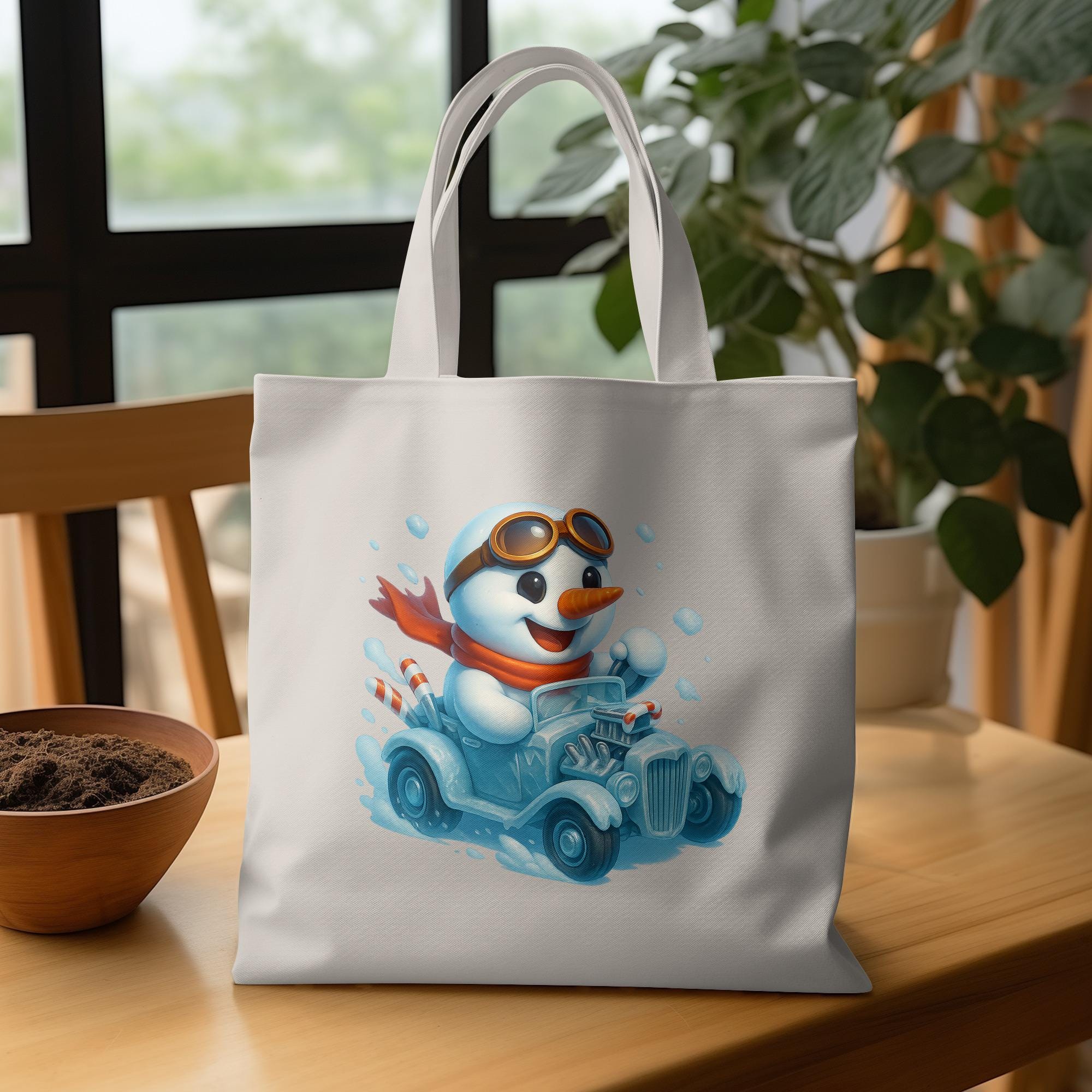 Snowman in Race Car Digital PNG, Cute Winter Clipart, Festive Holiday ...