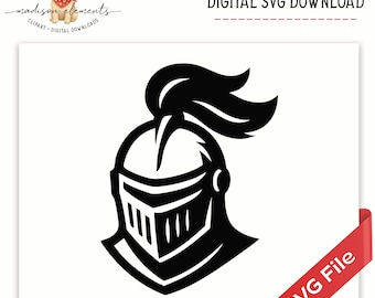 Knight Mascot Digital,SVG Mascot Digital Download,Warrior Helmet Clipart,Sports Team Logo,Medieval Knight SVG Cut File, Cricut Silhouette