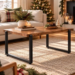 Rustic Wood Coffee Table, Modern Farmhouse Rectangular Living Room Center Table