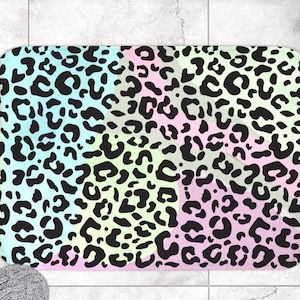 Leopard Print Microfiber Bath Mat: Non-Slip Bathroom Rug