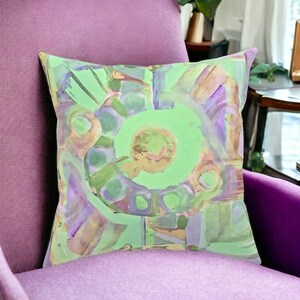 Artisan Green Mandala Deluxe Throw Pillow Masterfully made | Brushstroke Design, Colorful Square Accent, Asian-Inspired Home Gift