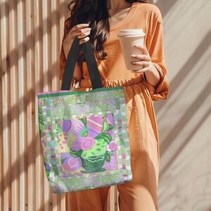 Cute Pickle Green Floral Canvas Tote for Yoga, Beach, School,  Mom or Bestie Gifts. Boho Reusable School Tote. Artsy Cottagecore  Tote
