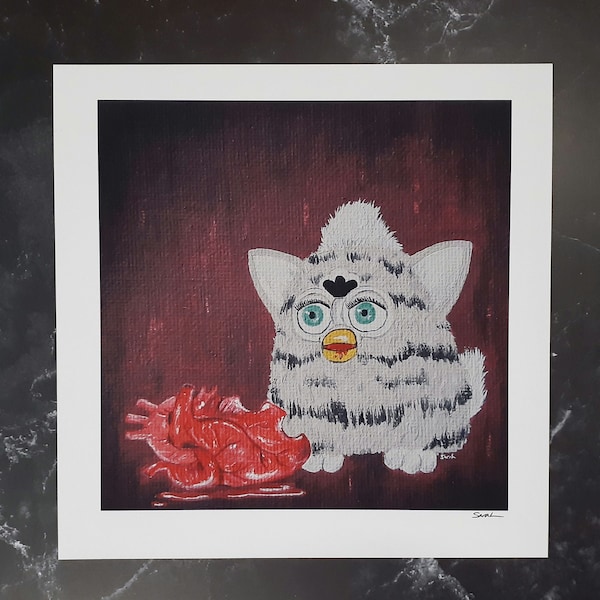 My Heart Belongs to Furby, high quality print, original creepy cute 90s handmade wall art