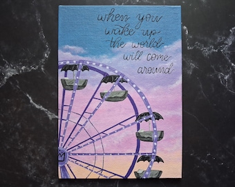 Fall Out Boy Ferris Wheel Lullabye Lyrics Acrylic Painting, original handmade art for elder emo