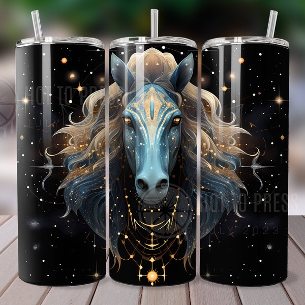 Star Horse 30 - Tumbler Wrap, Constellation Horse Sublimation PNG, High Res Tumbler Wrap Design, Celestial Sky and Horses, Digital Download