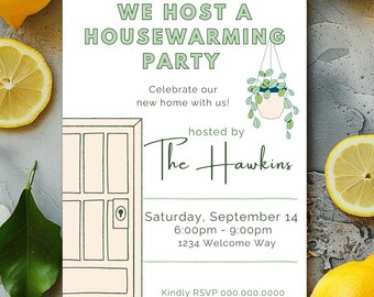 Housewarming Invitation Template, Cozy New Home Party Invite, Modern Editable Canva Evite, Printable Home Gathering Invite