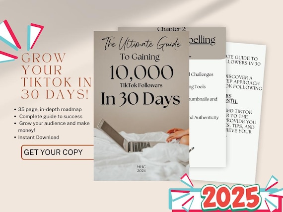 TikTok Growth eBook | How to Gain 10,000 Followers in 30 Days | Social Media Tips for Influencers & Content Creators