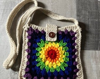 Rainbow cross-body boho bag