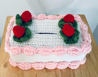 Strawberry Shortcake Tissue Box Cover | Housewarming Gift | College Decor