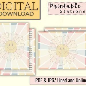 Páginas de diario retro vintage para imprimir con motivos hippies, papel de escritura digital de los años 70, descarga instantánea, tamaño carta de EE. UU., 8,5 x 11, PDF