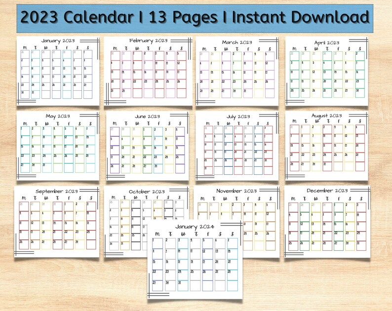 buy-2023-minimalist-printable-calendar-monthly-seasonal-colors