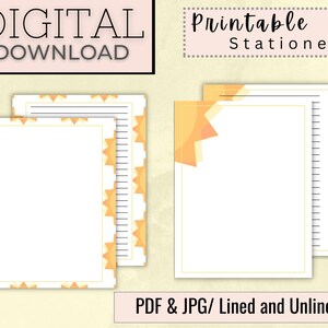 Sommer druckbare Briefpapier Sonnenschein leere Grußkarte sonniges digitales Schreiben Papier sofortiger Download / 8,5 x 11 PDF US Letter Größe