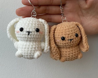 Handgemaakte gehaakte sleutelhanger konijn, amigurumi-babykonijn, gehaakt mini konijn knuffel sleutelhanger, knuffel konijn, schattige mini baby konijntje