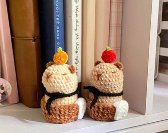 Crochet Capybara In A Bath Keychain, Amigurumi Capybara, Crochet Funny Capybara Plush Toy Keychains, Mini Capybara Cute Gifts