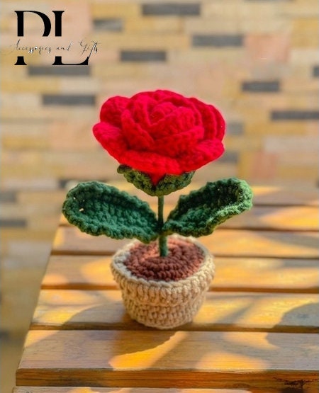 Handmade Mini Crochet Flower Pot Flower Plant Pot Knitted - Etsy