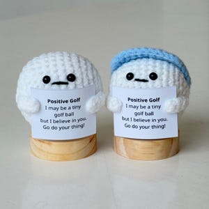 Bola de golfe positiva e divertida, brinquedo de bola de golfe de malha com cartão positivo, bola de lã fofa e inspiradora, presente para animar jogadores e treinadores de golfe
