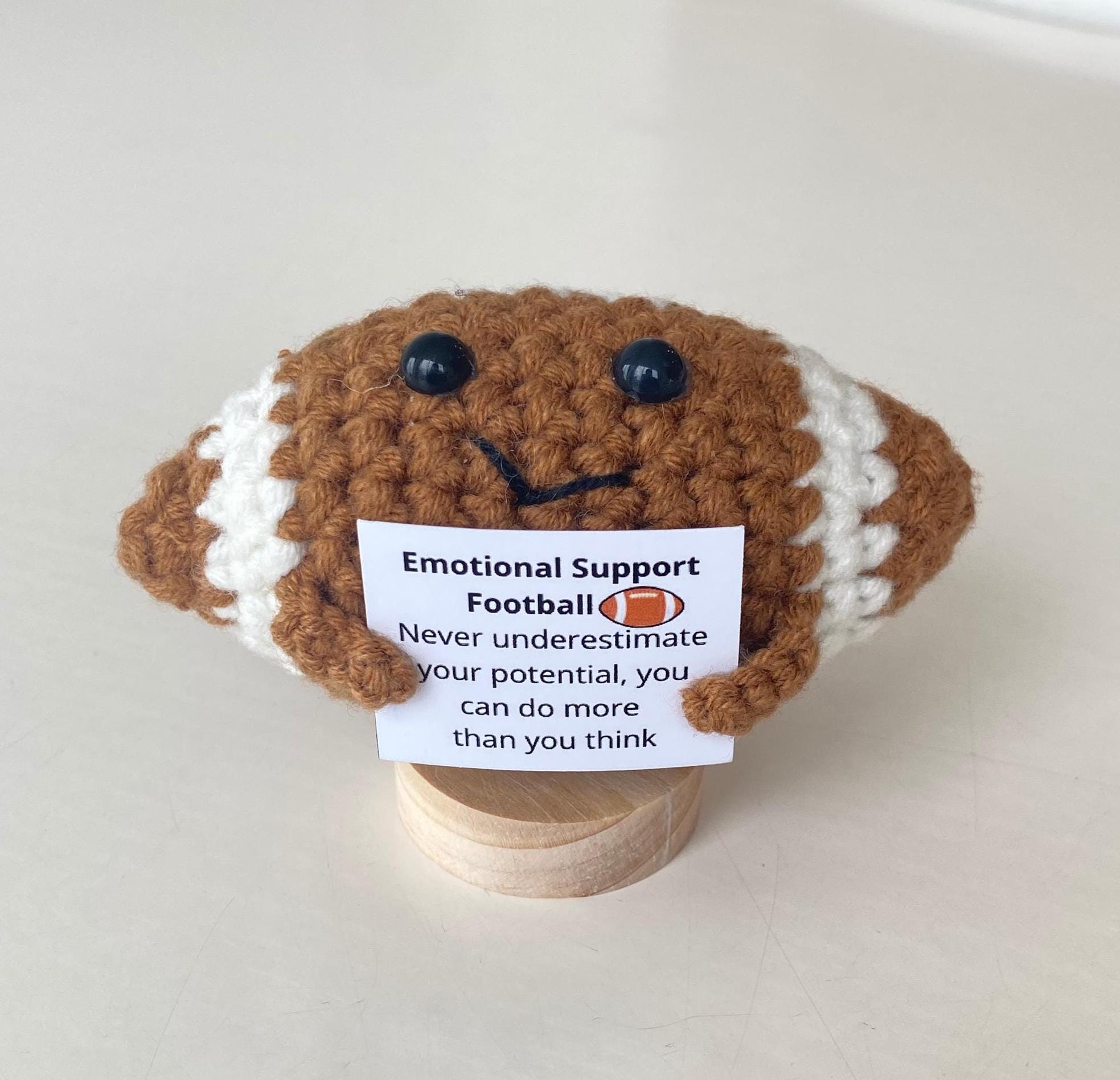 Funny Positive Football, Knitted Football Toy With Positive Card