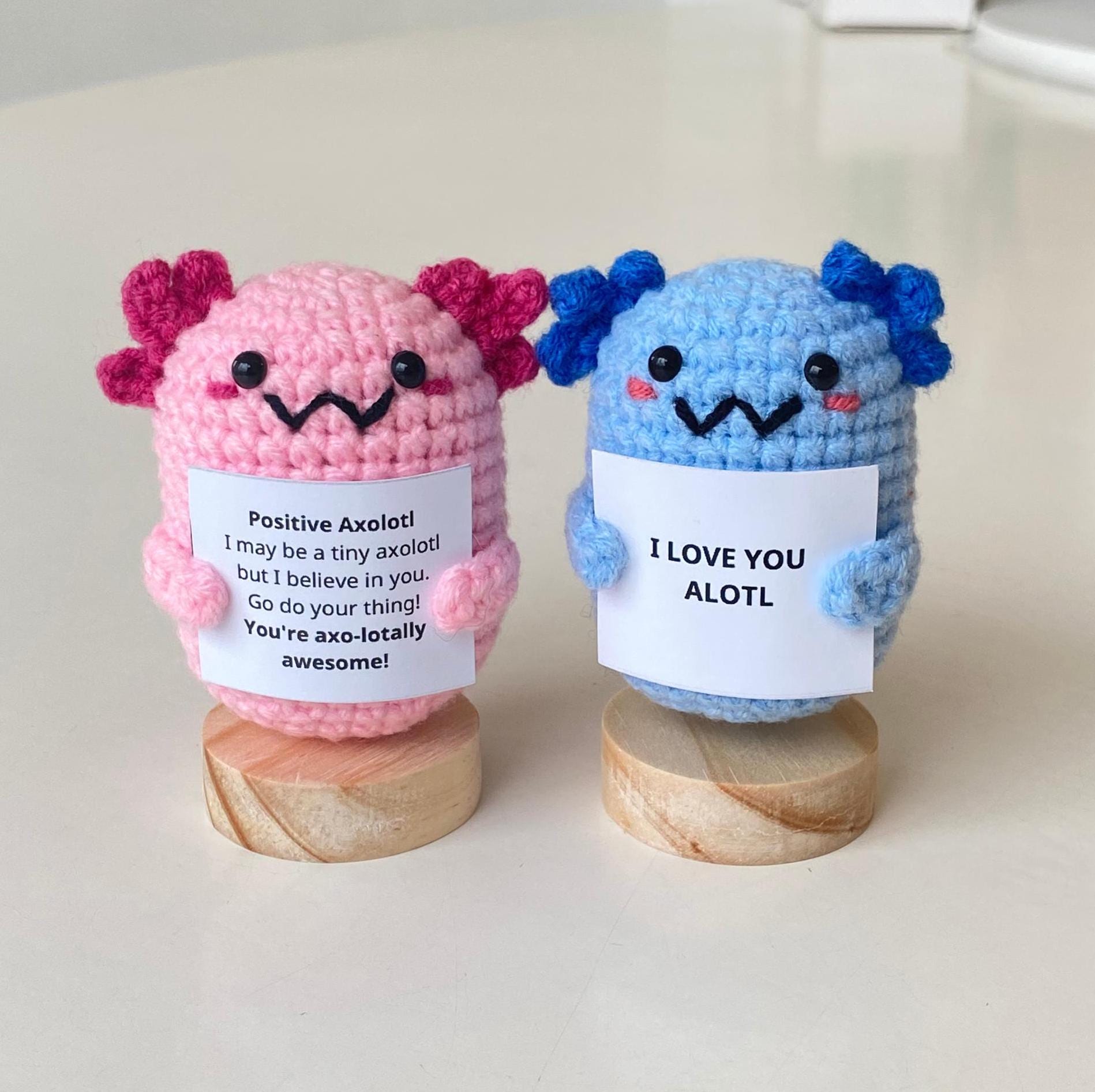 Handmade Crochet Axolotl Plush - Tiny Friendship Gift For Bestie, Sisters, Coworkers (Birthday, Christmas, Valentine's)