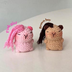 Crochet Capybara With Long Hair Keychain, Amigurumi Capybara, Crochet Funny Capybara Plush Toy Keychains, Mini Couple Capybara Cute Gifts