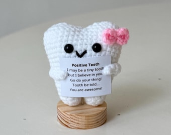 Poupée Dent Positive Crochetée Main - Ailes D'Ange & Carte Cadeau - Décoration Bureau Inspirante - 13
