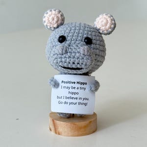 Crochet Hippo Positive With Desk Decorations, Emotional Support Hippopotamus Plush, Birthday Gift, Gifts For Children, Interesting Gifts