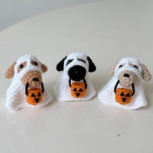 Handmade Crochet Halloween Ghost Dog Amigurumi, Cute Dog Costume Plush Toy, Fall Decor, Perfect Halloween Gift, Halloween Decor