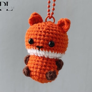 Handmade Cute Fox Crochet Keychain, Amigurumi Fox, Crochet Mini Fox Plush Plushie Toy Keychain, Baby Fox Cute Gifts, Cute Bag Charm