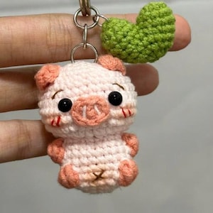 Handmade Cute Pig Crochet Keychain, Amigurumi Pig, Crochet Mini Pig Plush Plushie Toy Keychain, Baby Pig Cute Gifts, Cute Bag Charm