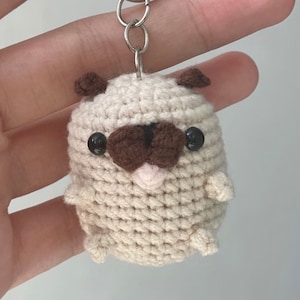 Cute Baby Pug Crochet Keychain, Amigurumi Pug Dog, Crochet Mini Pug Puppy Plush Plushie Toy, Baby Pug Cute Gifts, Dog Bag Charm