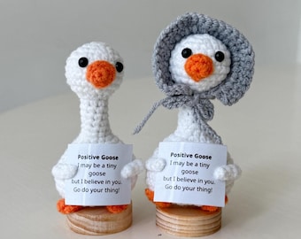 Handmade Positive Goose, Support Inspirational Goose Crochet, Funny Best Friend Teacher, Coworker, Gifts For Her, Animal Supportive Gifts