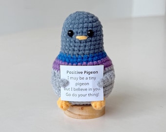 Crochet Pigeon Positive With Desk Decorations, Supportive Pigeon Plush, Birthday Gift, Gifts For Children Family Friend Coworkers