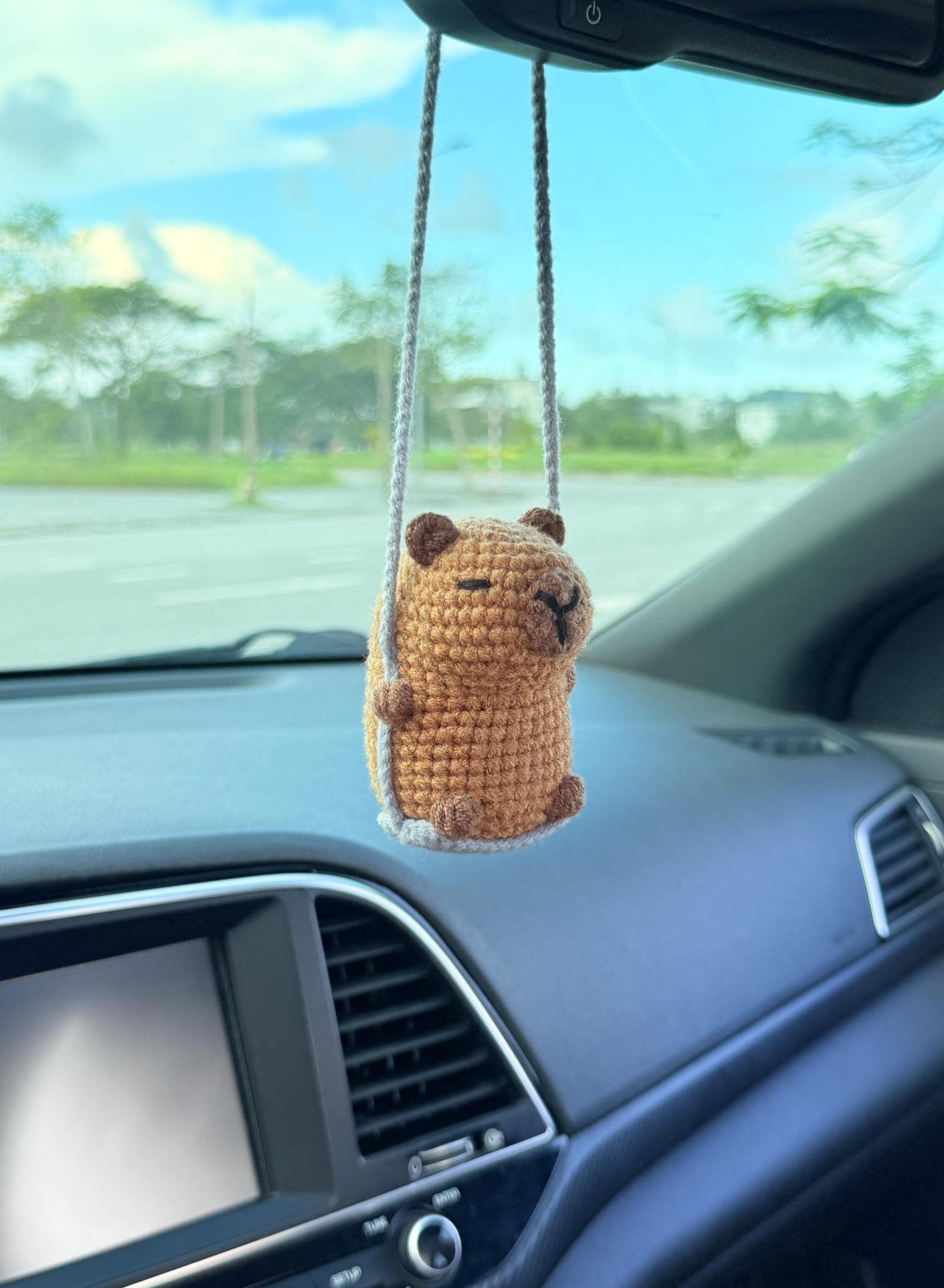 Capybara Auto Rückblick Charme, Capybara Car Ornament - Netter Cartoon Capybara Auto Rückspiegel Hangable Ornament - Ästhetischer Tieranhänger, Kfz -Innendekorationszubehör für Frauen, Männer
