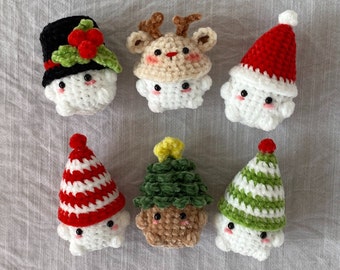 Crochet Themed Christmas Mushroom Chunky, Amigurumi Christmas Mini Chonky, Crochet Mushroom Boi Stuffed Plushie, Crochet Christmas Decor