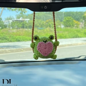 Netter schaukelnder Frosch-Auto-Spiegel-hängendes Zubehör, gehäkelte Frosch-Ornamente, neue Auto-Geschenkidee, Geschenk für sie, Auto-Dekorationen, Autoanhänger
