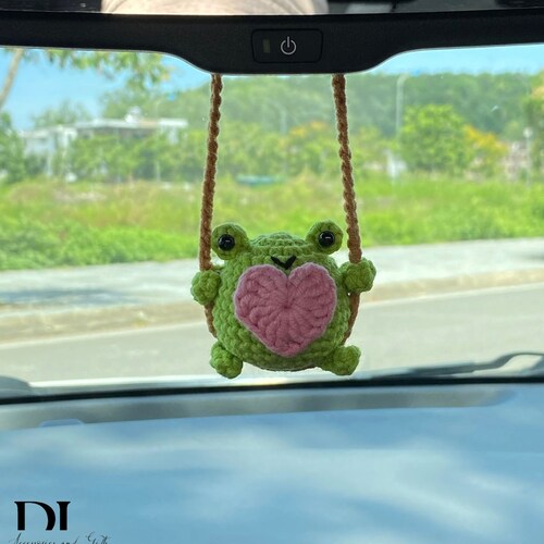 Grenouille Amigurumi Ornement Grenouille Au Crochet Pour Voiture - Penditif Verre Fait Main - Décoration Rétroviseur - Cadeau Original Ornement Voiture Crochet Grenouille Amigurumi Ornement Grenouille Au Crochet Pour Voiture - Penditif Verre Fait Main - Décoration Rétroviseur - Cadeau Original Ornement Voiture Crochet