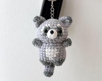 Llavero de mapache a crochet, mapache amigurumi, llavero de peluche de mapache bebé, peluche de mapache, regalos de mapache