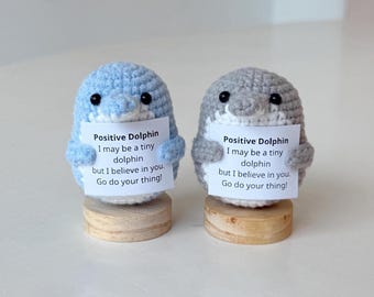 Handgefertigter positiver Delphin, unterstützender Delphin häkeln, lustiger bester Freund Lehrer, Mitarbeiter, Geschenke für sie, unterstützende Geschenke für Meerestiere