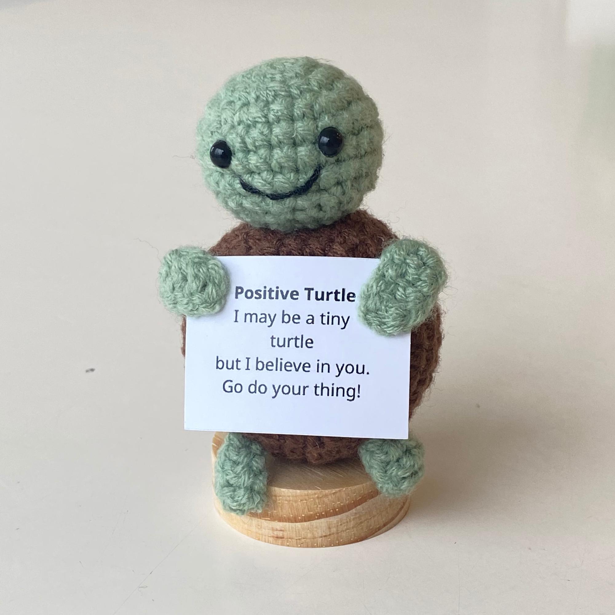 Poupée Tortue Positive Au Crochet – Porte-clés Motivant, Cadeau Original Anti-stress (message Français)