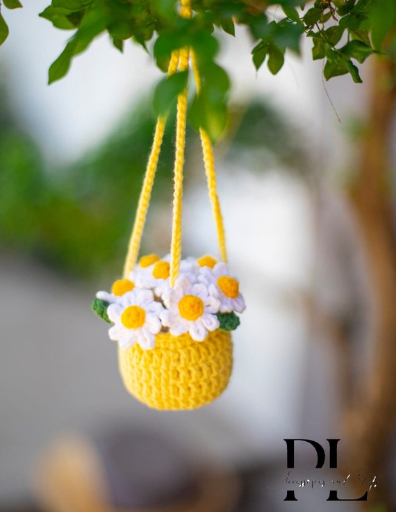 Crochet Daisy Plant Handmade Car Hanging Interior Decor Accessories For  Women Crochet Gadgets Succulent Plant Lover Gift - AliExpress