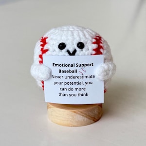 Baseball positivo divertente, giocattolo da baseball lavorato a maglia con biglietto positivo, palla di lana carina e motivazionale, regalo di allegria per giocatore di squadra di baseball