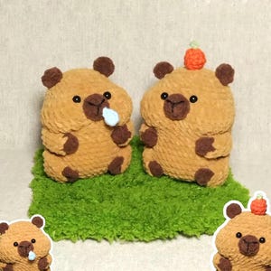 Crochet Capybara Plushie Keychain, Amigurumi Capybara, Funny Kawaii Capybara Plush Toy Keychains, Chubby Capybara Cute Gifts