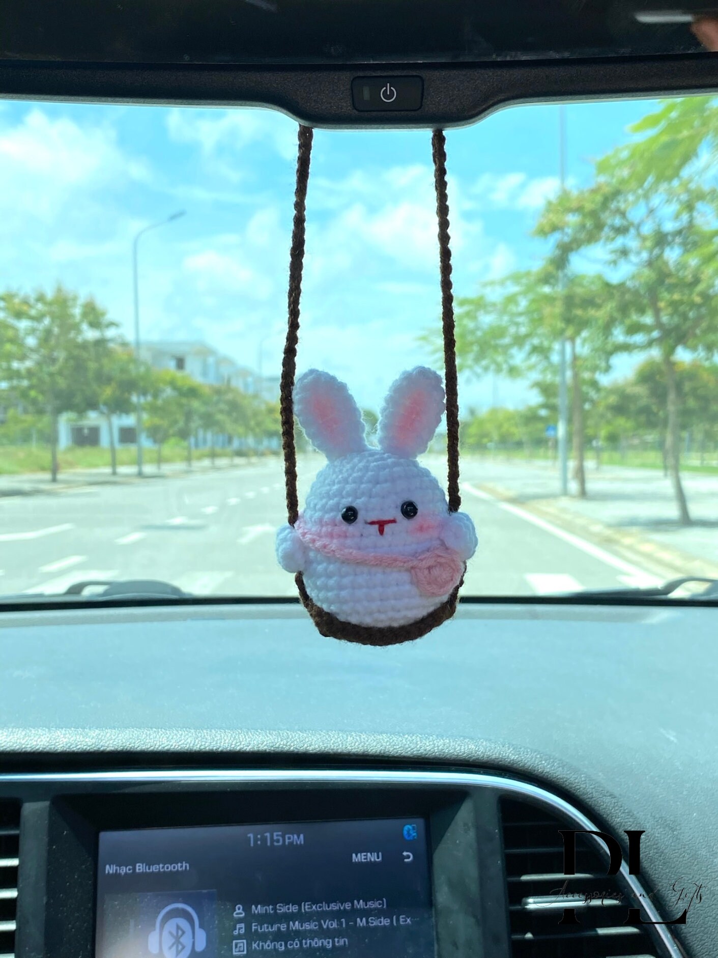 スマホアクセサリー rabbit_xxx Cute Swinging Bunny Car Mirror Hanging Accessories, Crochet Rabbit