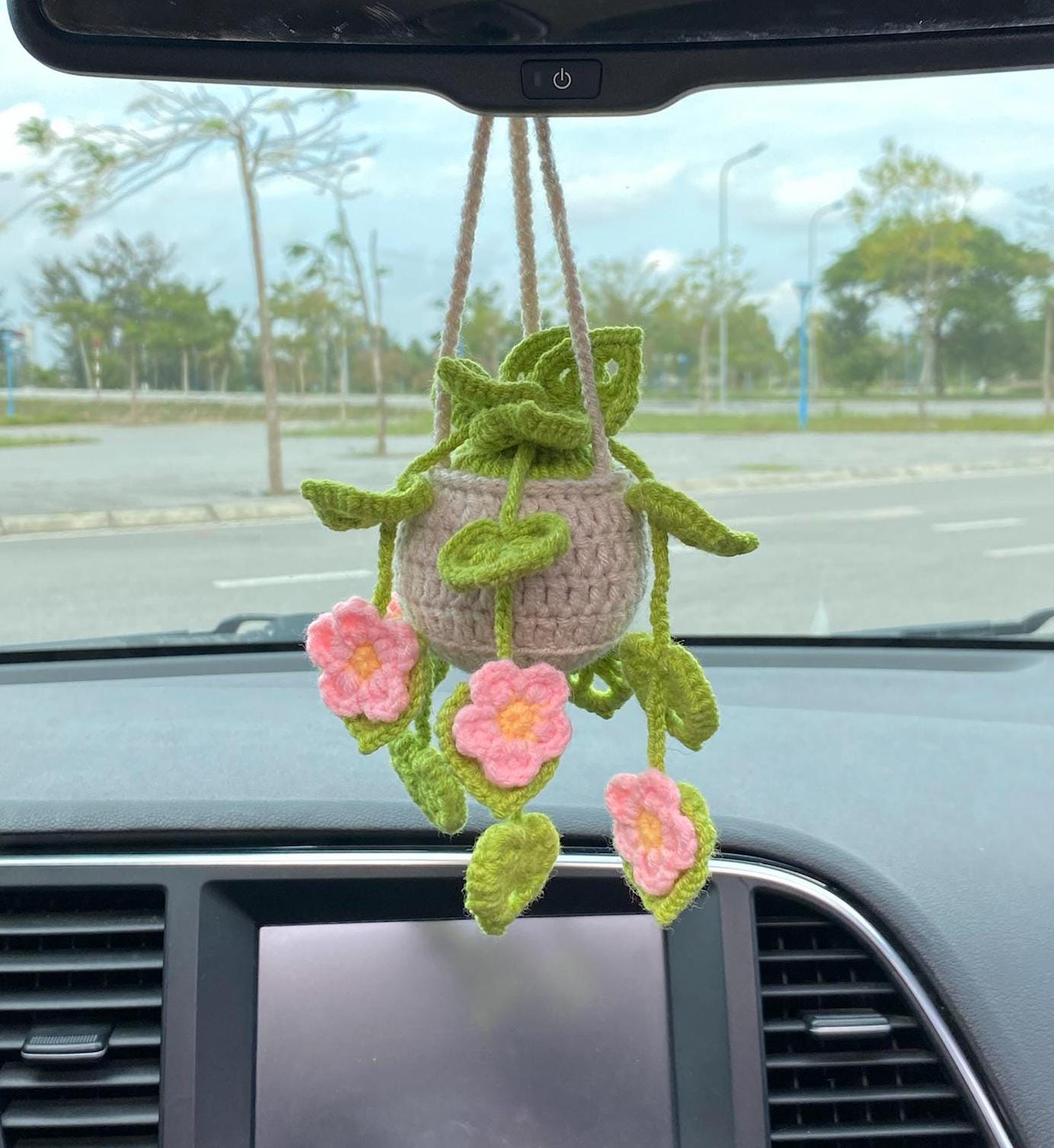 ララオーダー 門松86、ウォールフラワー118ガーランド Crochet Car Hanging Monstera Plant Rearview Mirror Decoration