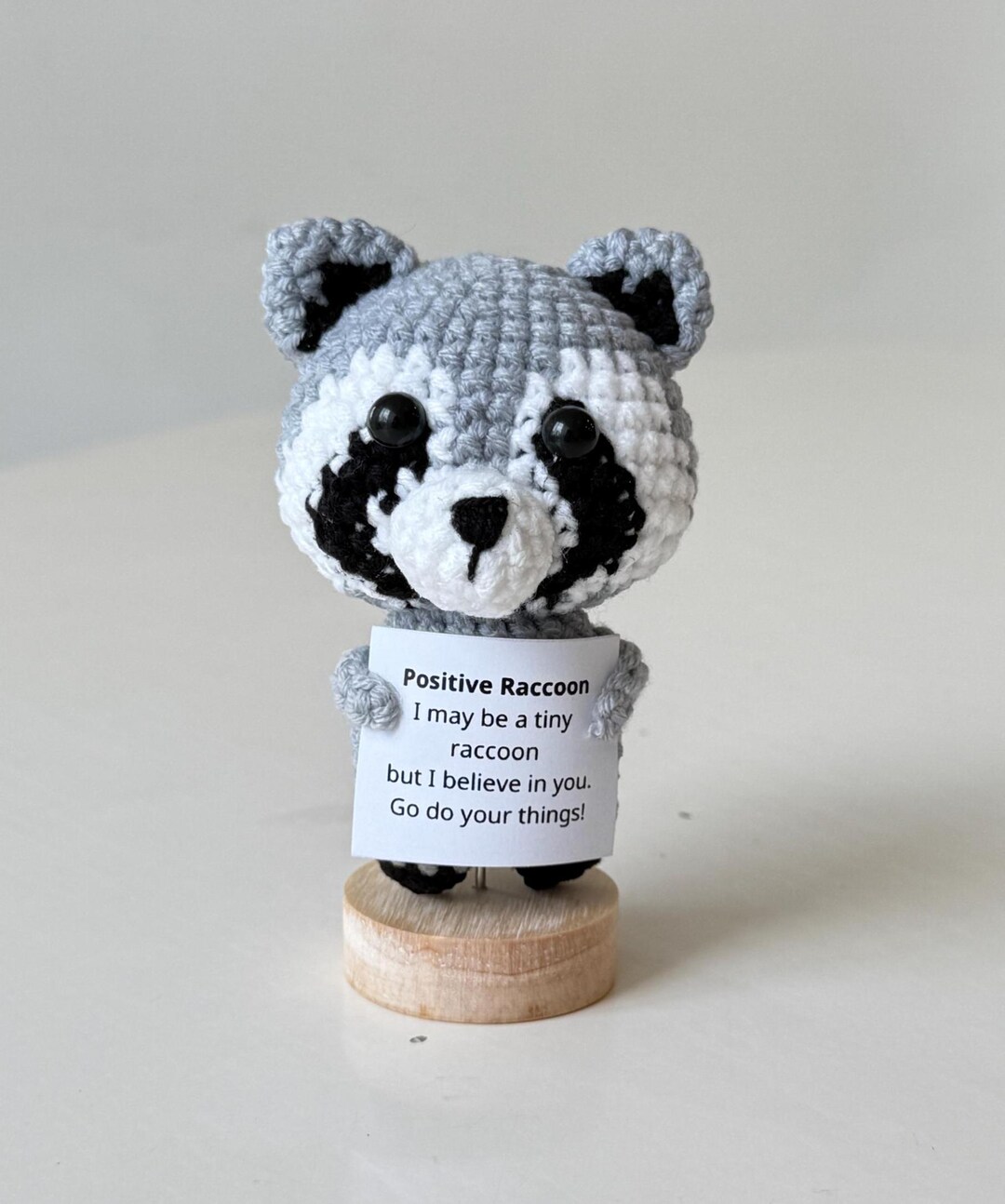 Supportive Racoon Crochet Raccoon Positive With Desk Decorations, Support Inspirational ...