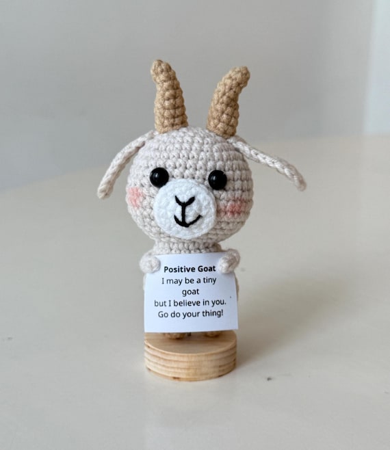 Crochet Goat Positive With Desk Decorations, Supportive Goat Plush