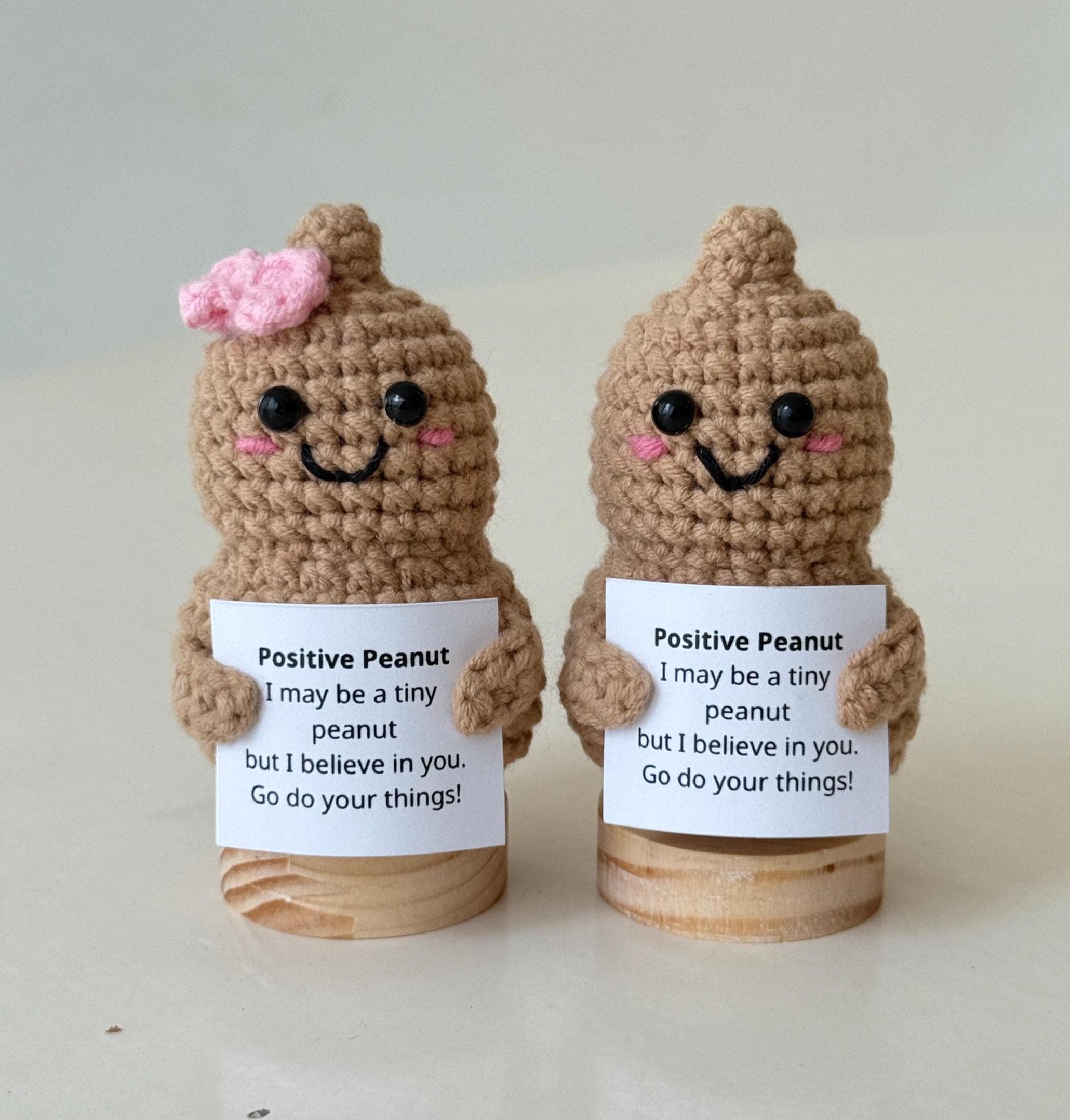 Funny Positive Peanut, Knitted Peanut Toy With Positive Card, Cute